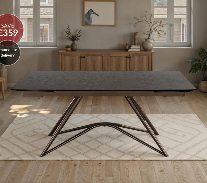 Louvre Fused Glass Extending Dining Table