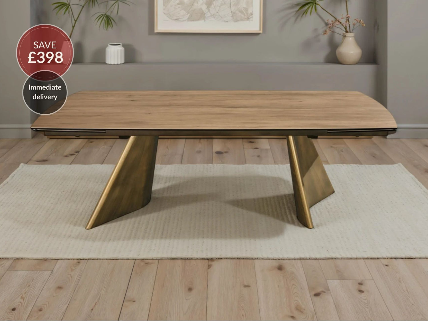 Enzo Natural Ceramic Extending Dining Table
