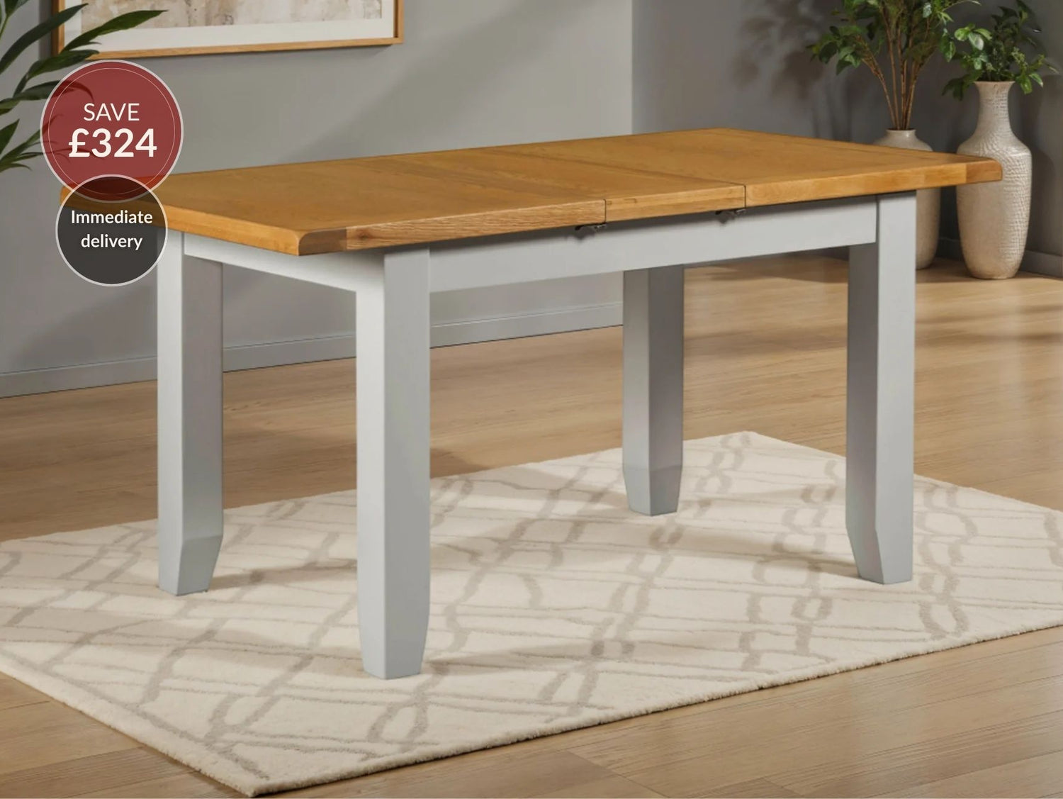 Wexford American Oak Solid Wood Small Extendable Dining Table