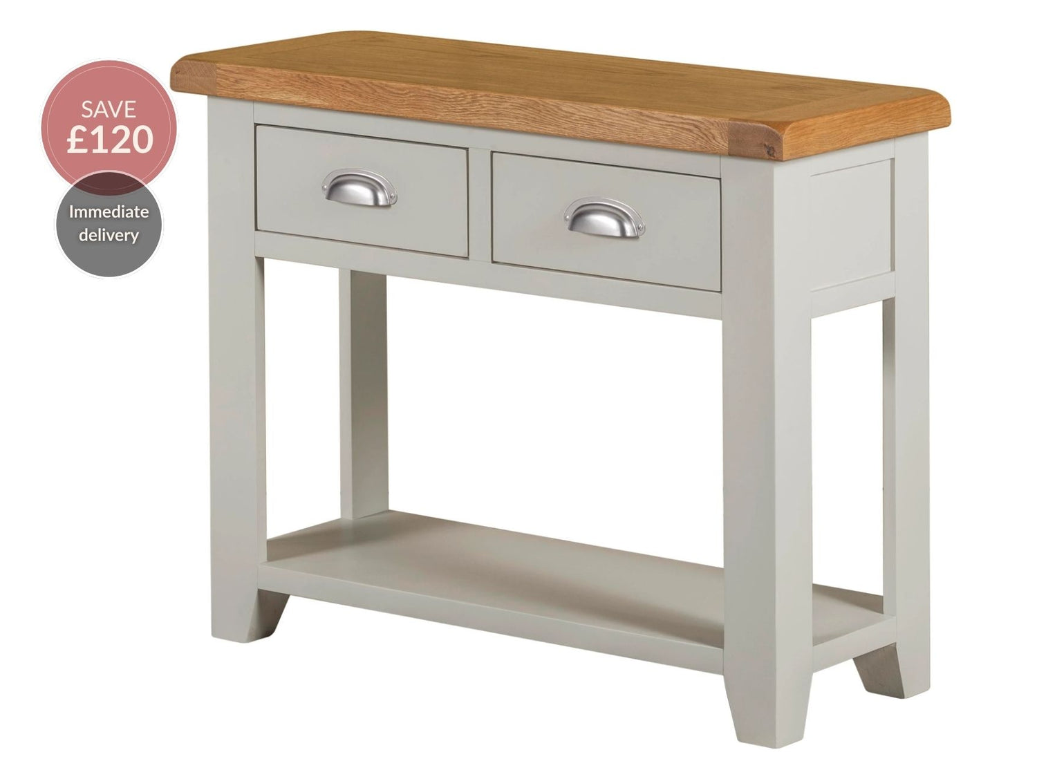 Wexford American Oak Solid Wood Console Table 2 Drawer