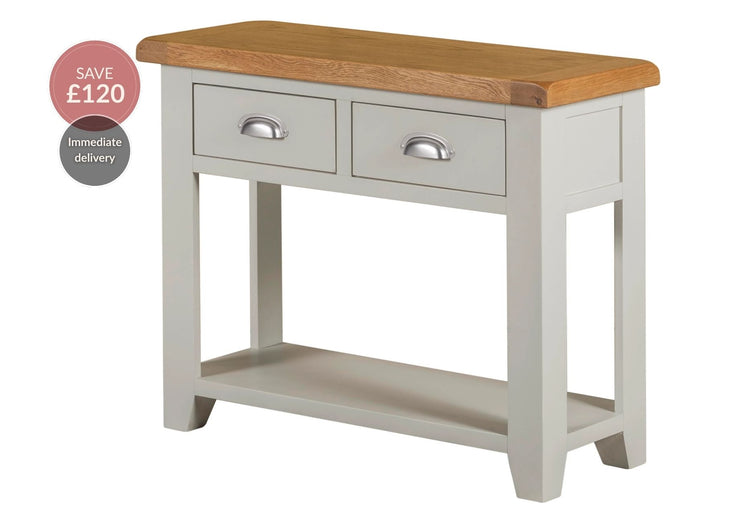 Wexford American Oak Solid Wood Console Table 2 Drawer