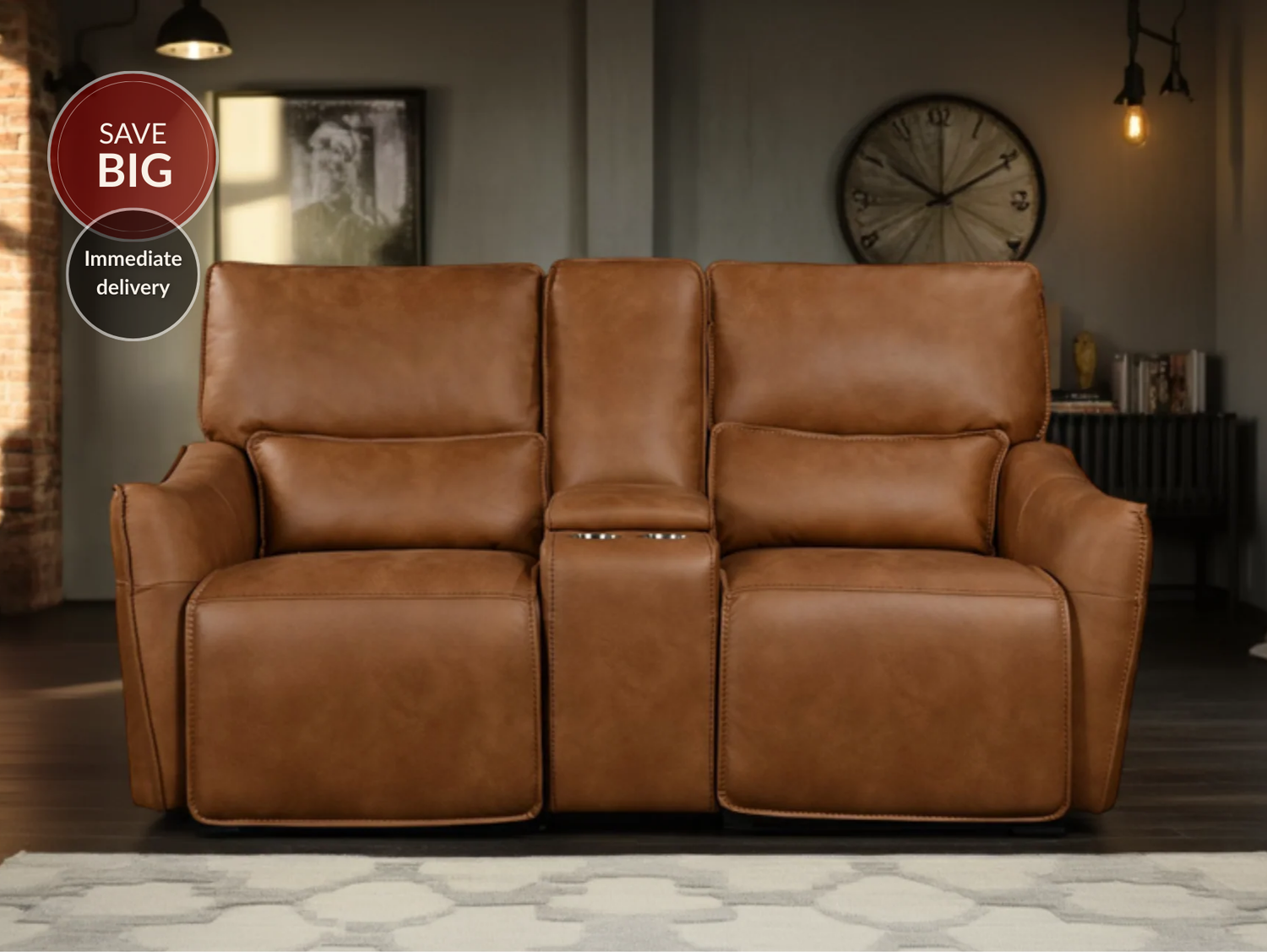 Valencia 2 Seater Power Recliner Sofa with Console