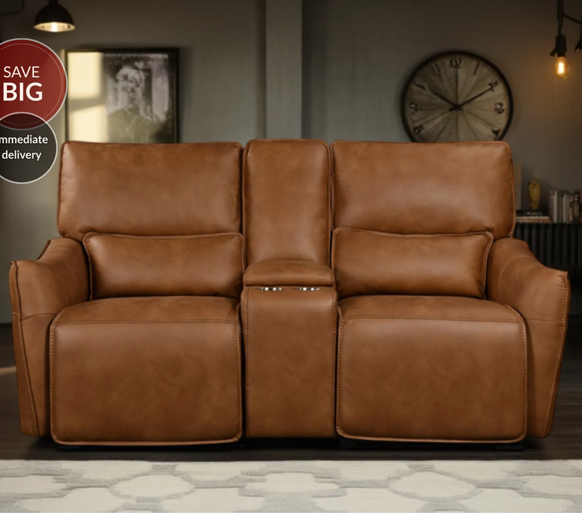 Valencia 2 Seater Power Recliner Sofa with Console