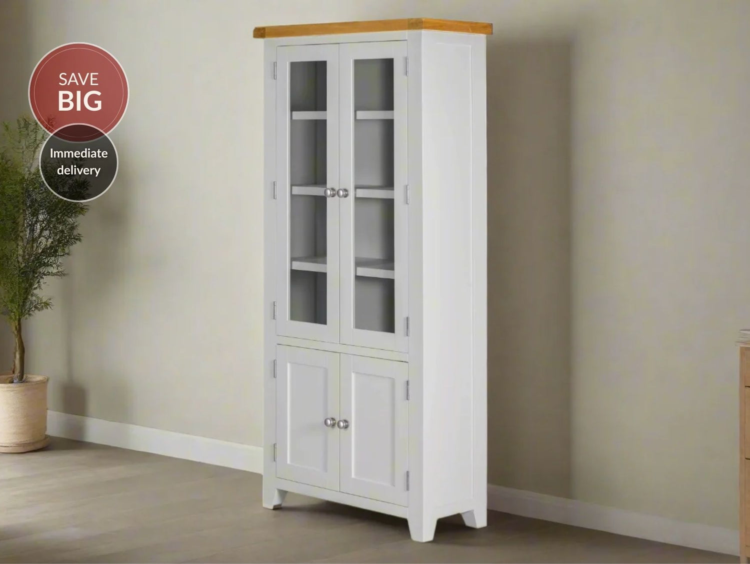 Wexford American Oak Solid Wood Display Cabinet