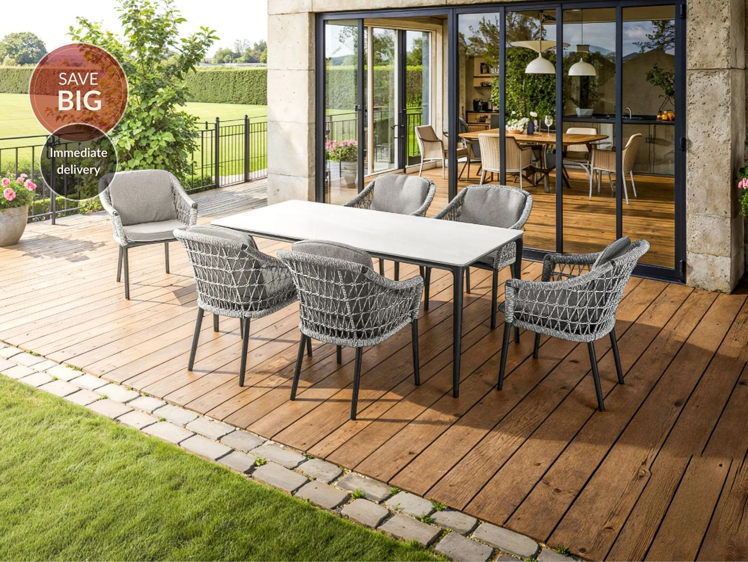 Marra Garden Dining Table and 6 Marra Chairs Set