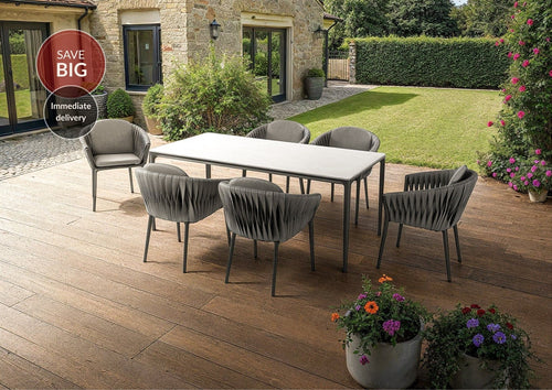 Marra Garden Dining Table and 6 Wicker Chairs Set