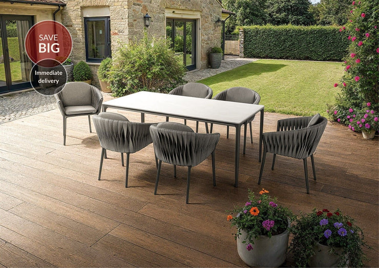 Marra Garden Dining Table and 6 Wicker Chairs Set