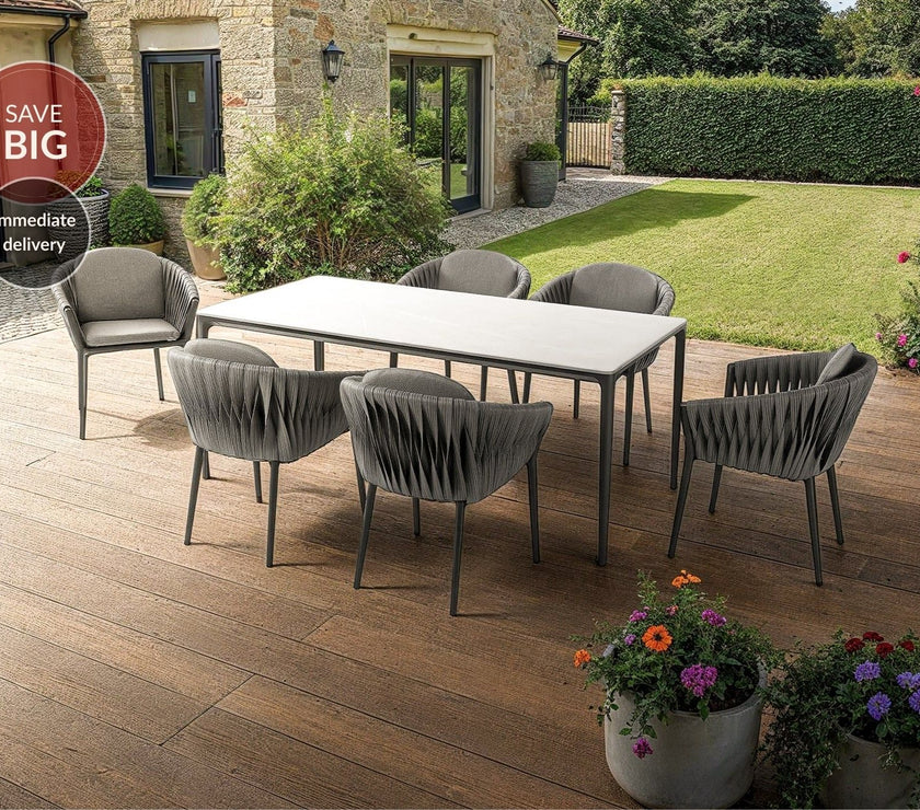 Marra Garden Dining Table and 6 Wicker Chairs Set