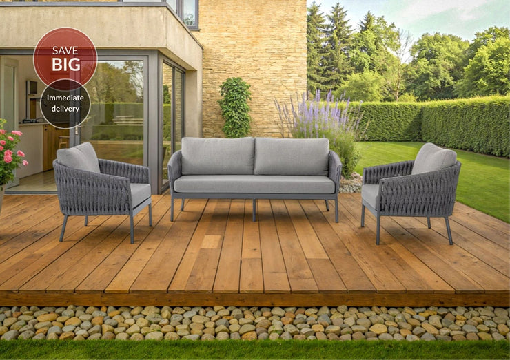 Rope Garden 3 Seater and 2 x Chair Sofa Set