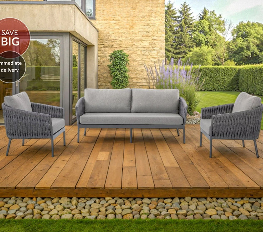 Rope Garden 3 Seater and 2 x Chair Sofa Set