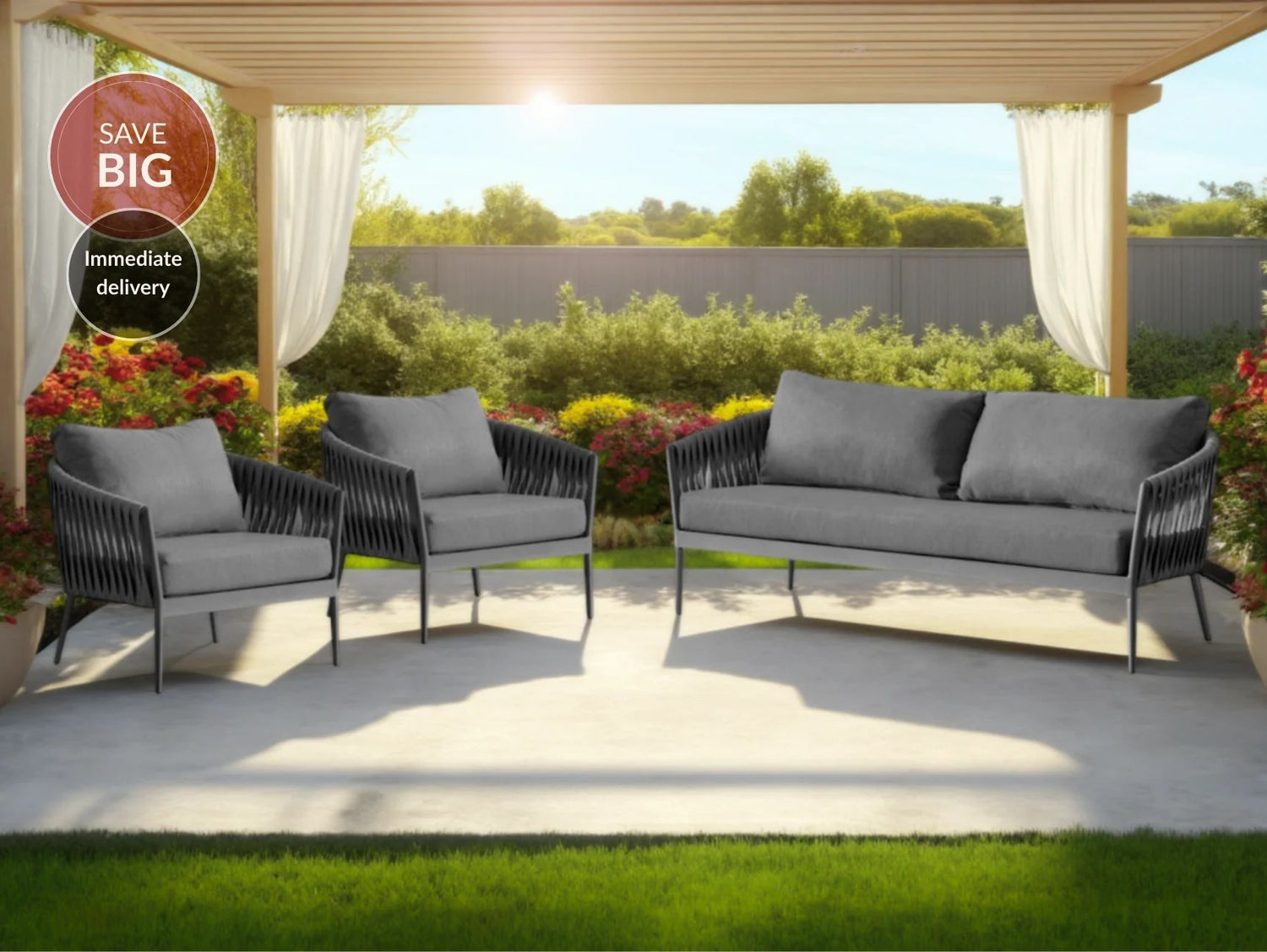 Wicker Garden 3 Seater and 2 x Chair Sofa Set