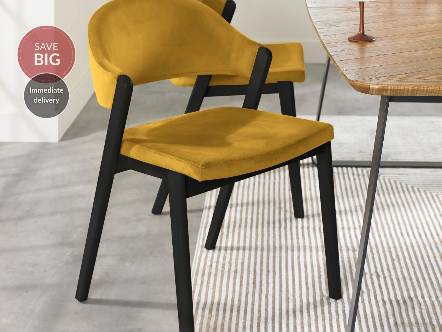 Candice Velvet Dining Chairs - Mustard