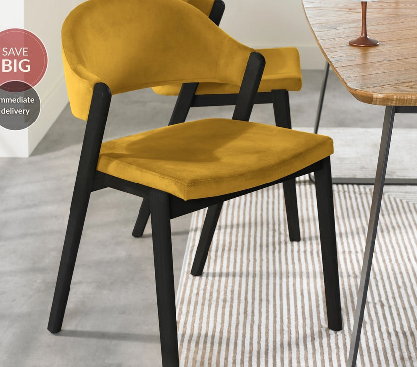 Candice Velvet Dining Chairs - Mustard