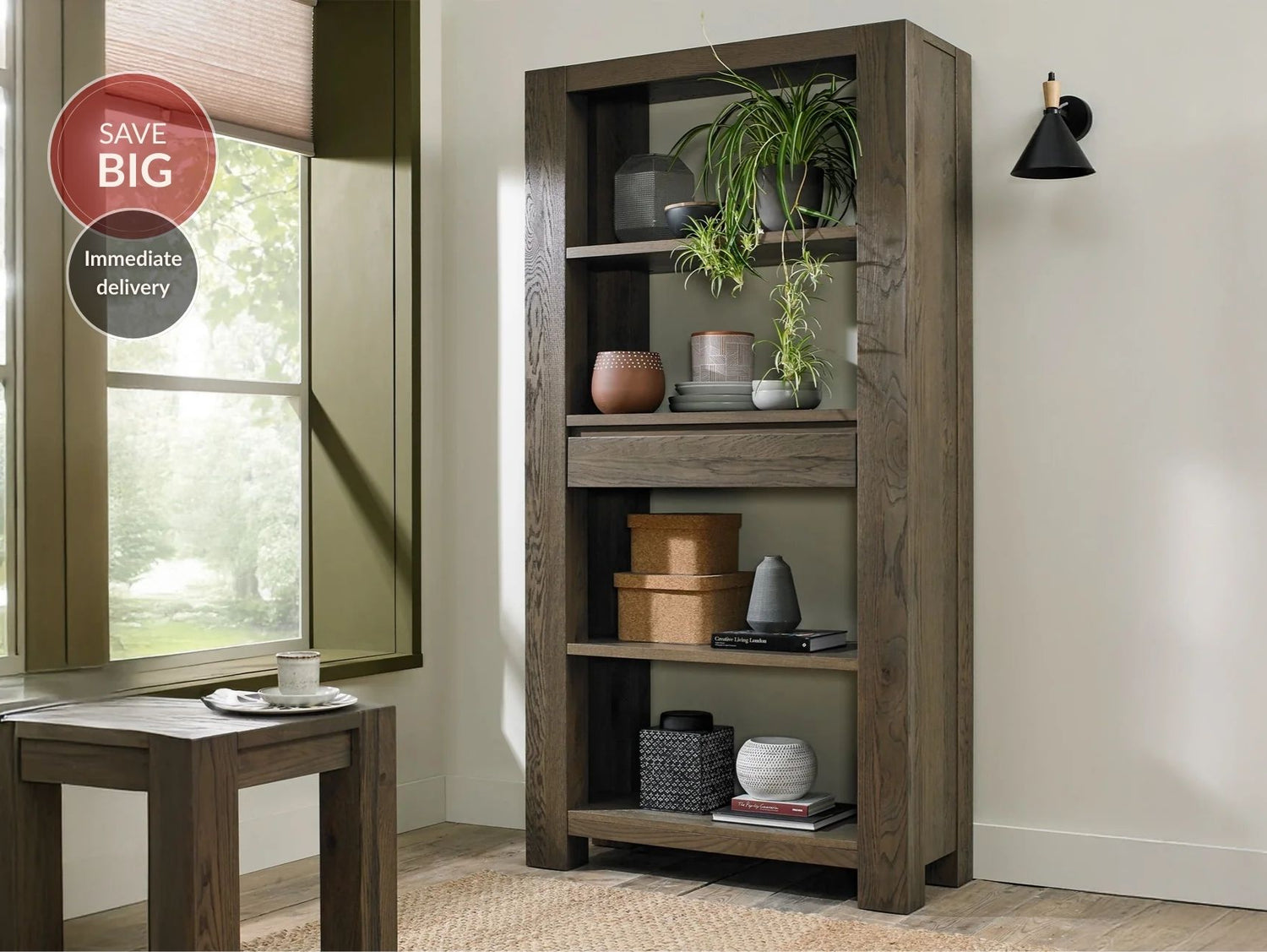 Landon Fumed Oak Open Display Unit