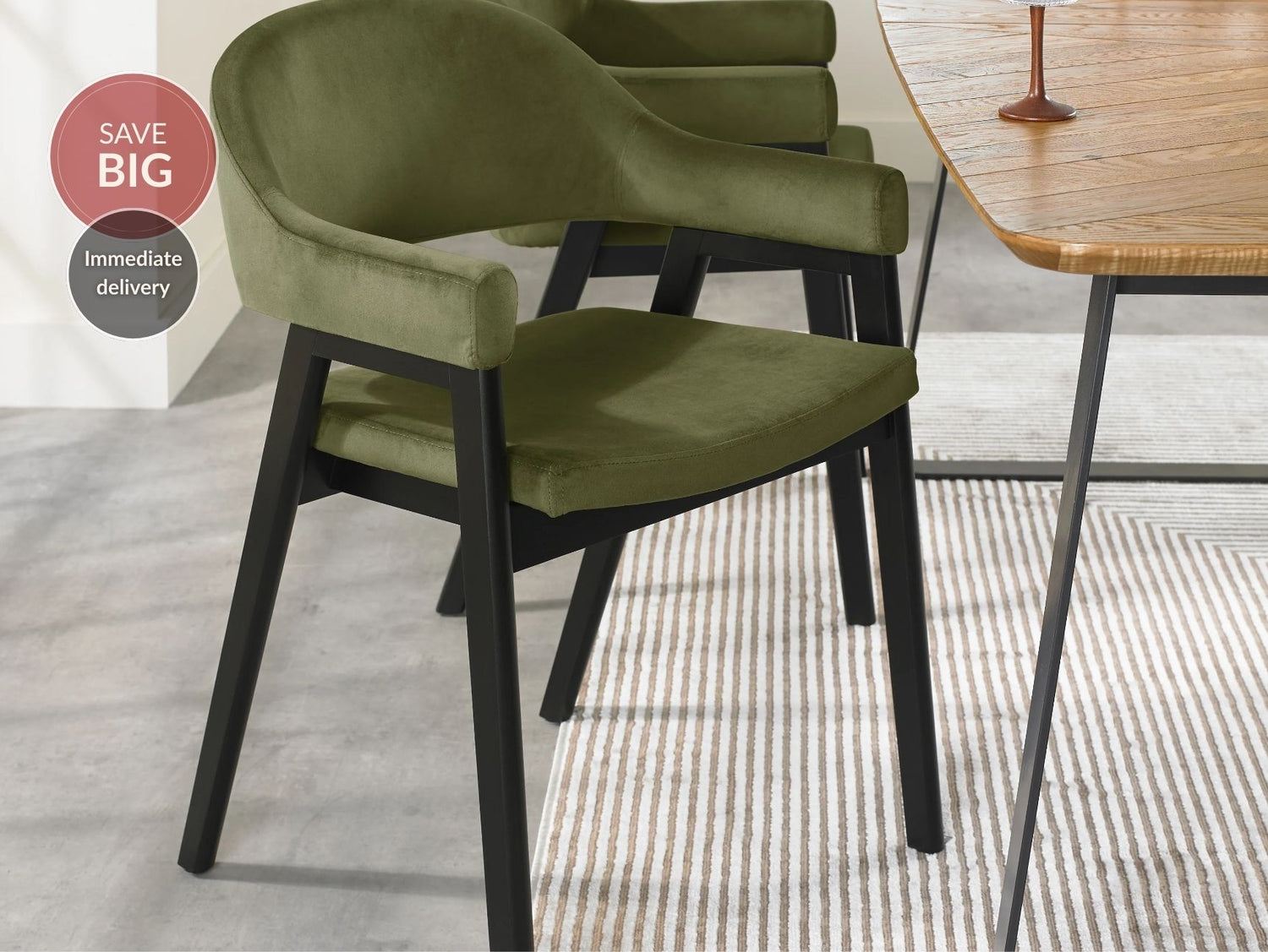 Candice Velvet Dining Chairs with Arms - Cedar