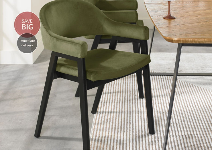 Candice Velvet Dining Chairs with Arms - Cedar