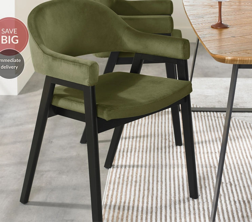 Candice Velvet Dining Chairs with Arms - Cedar