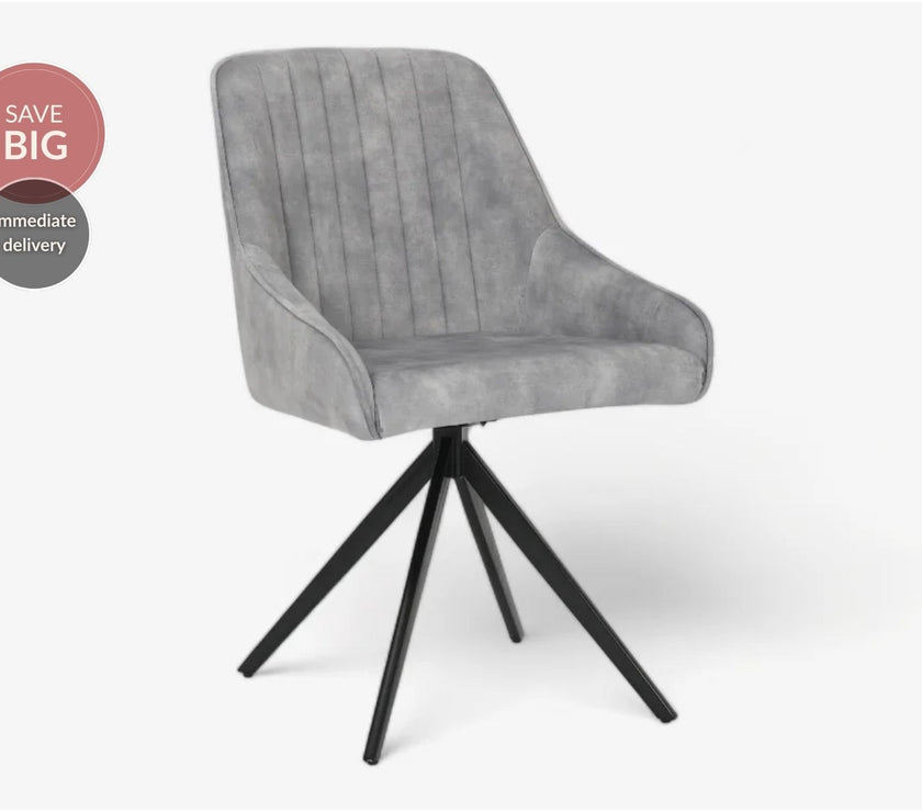 Sofia Velvet Swivel Dining Chairs - Light Grey