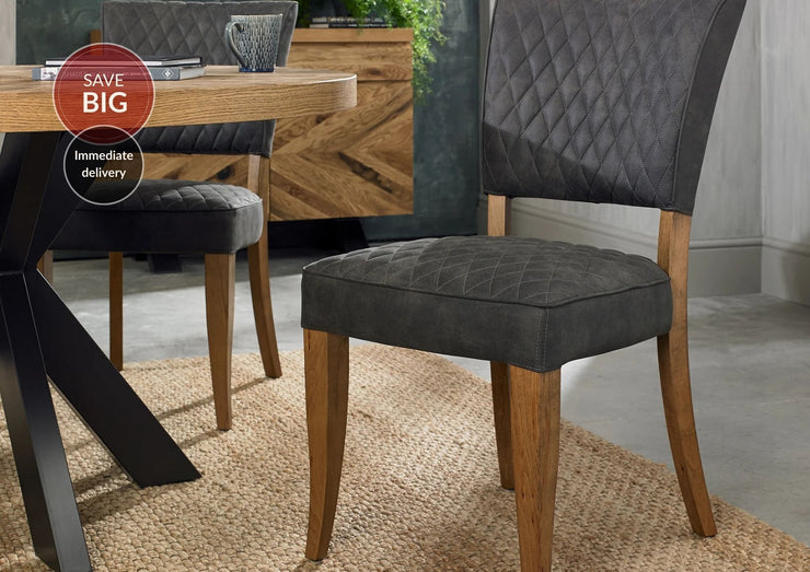 Landon Rustic Oak Dining Chairs Dark Grey