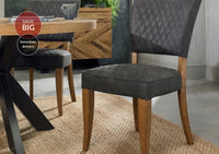 Landon Rustic Oak Dining Chairs Dark Grey
