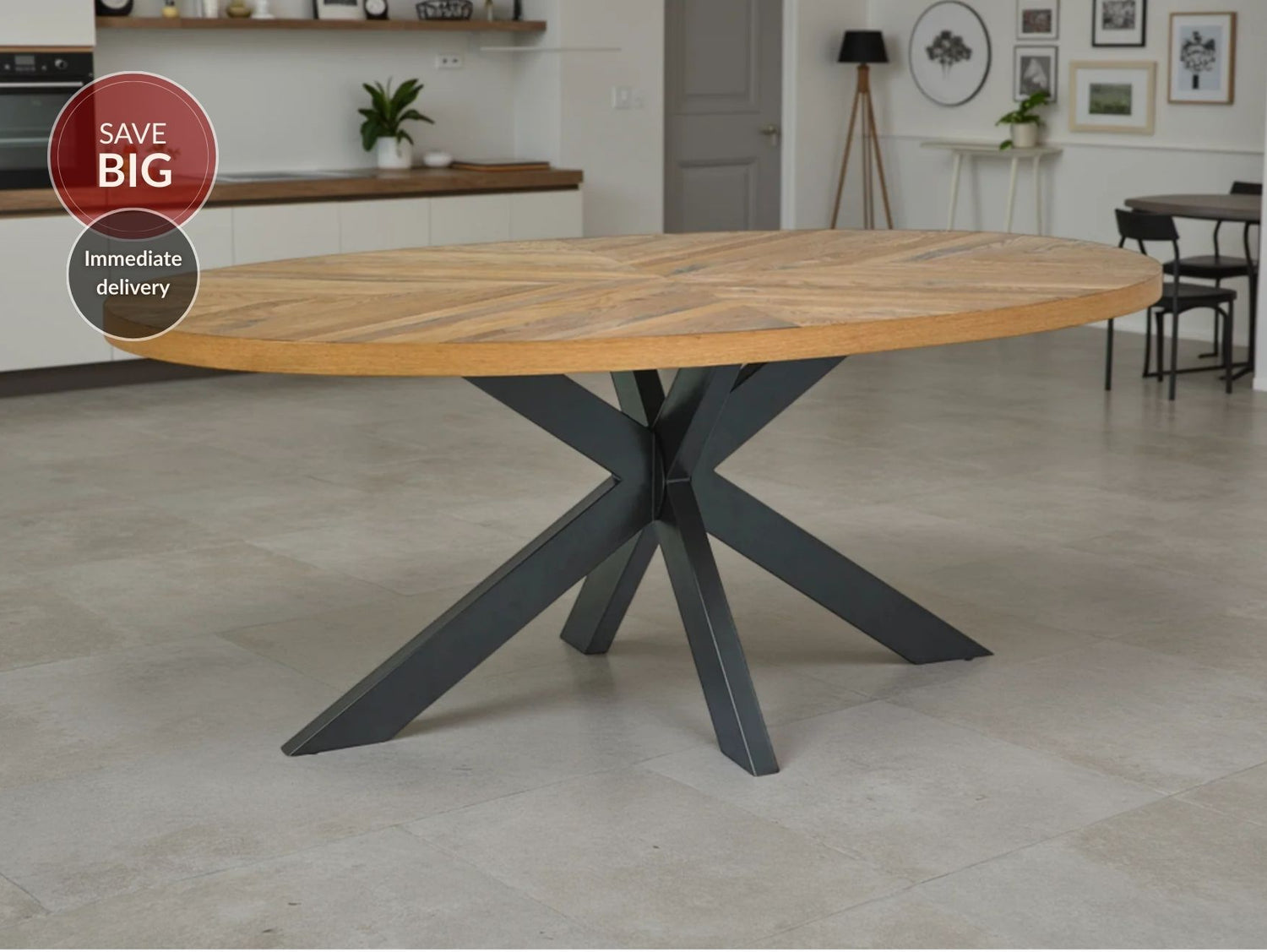 Elliot Rustic Oak Oval Dining Table