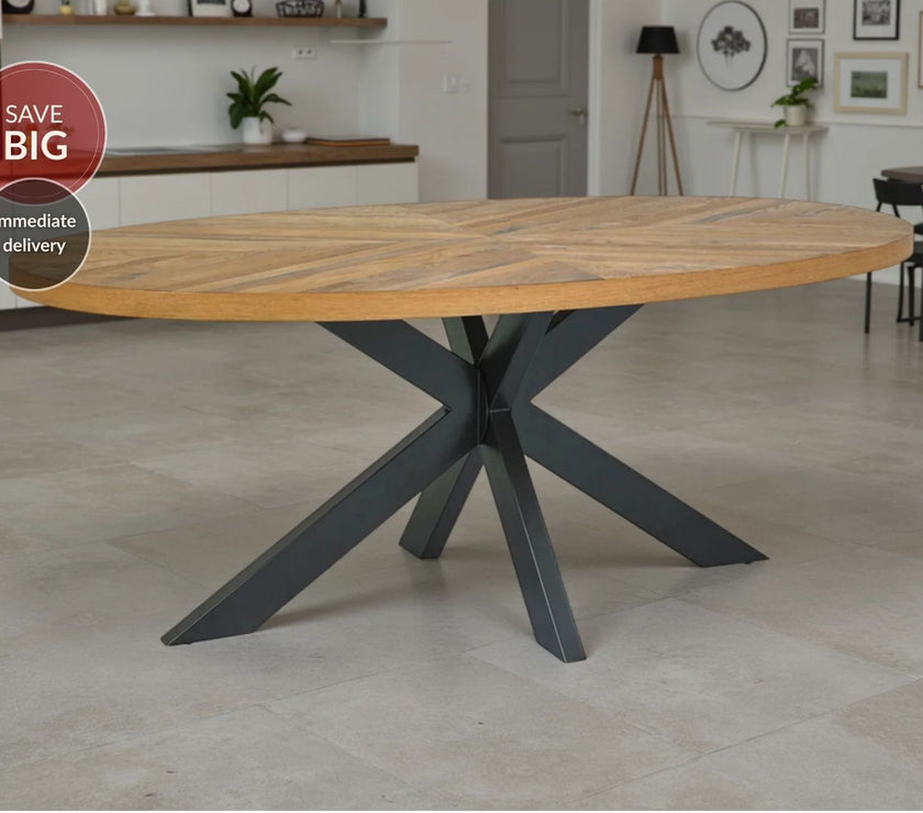 Elliot Rustic Oak Oval Dining Table
