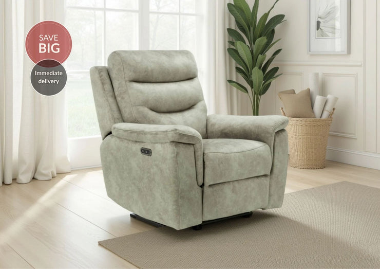 Rome Recliner Chair with USB - Marble Charcoal Grey