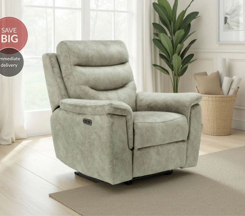 Rome Recliner Chair with USB - Marble Charcoal Grey