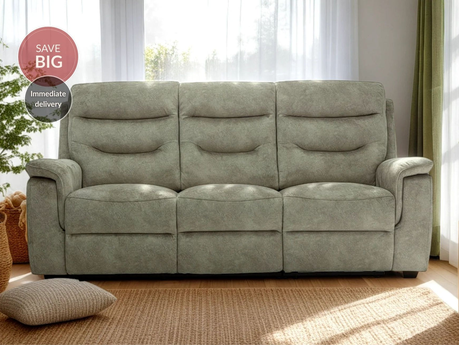 Rome Seater Recliner Sofa with USB Marble Charcoal Grey – NCF