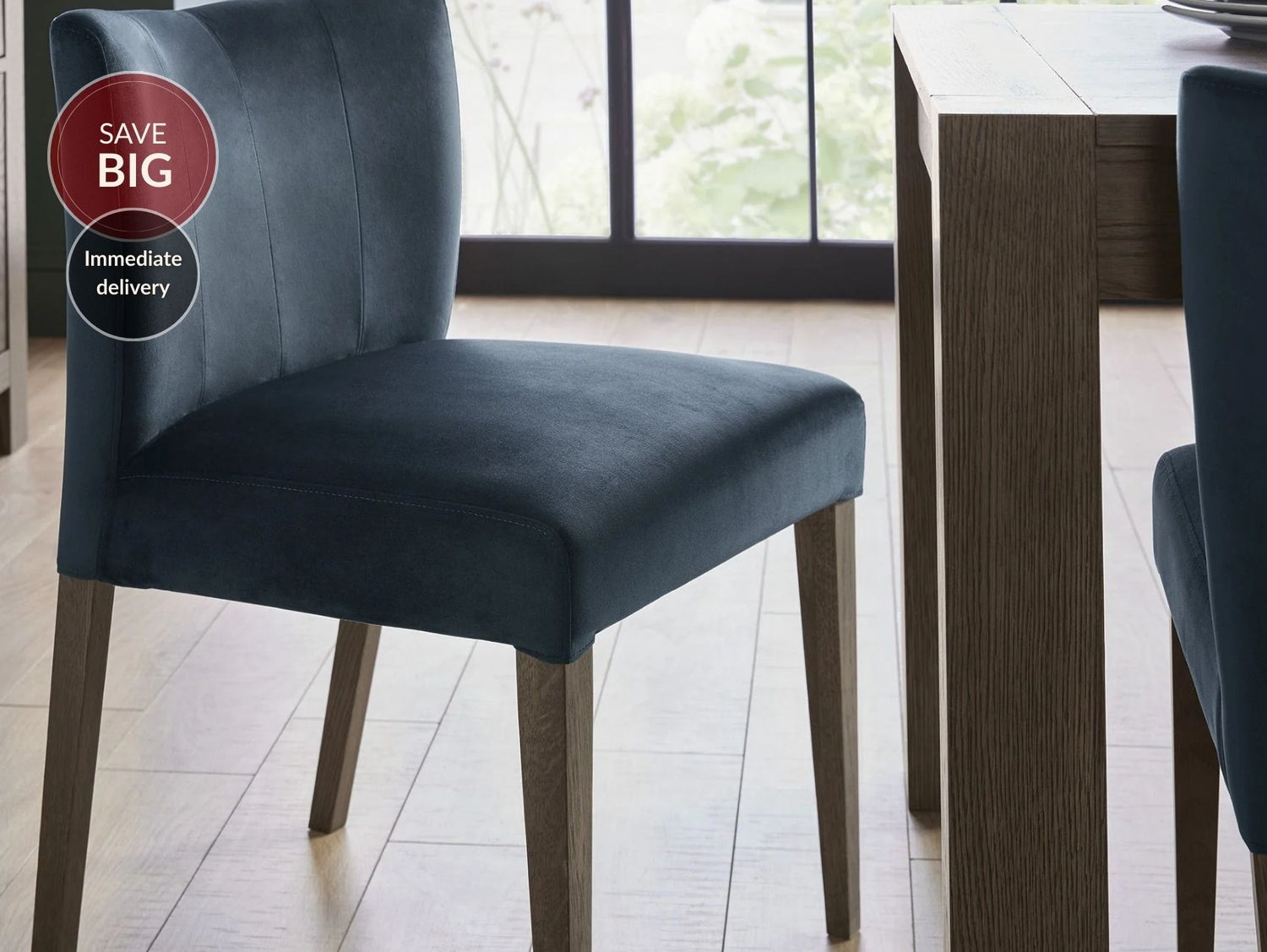 Turner Dark Oak Dining Chairs - Dark Blue