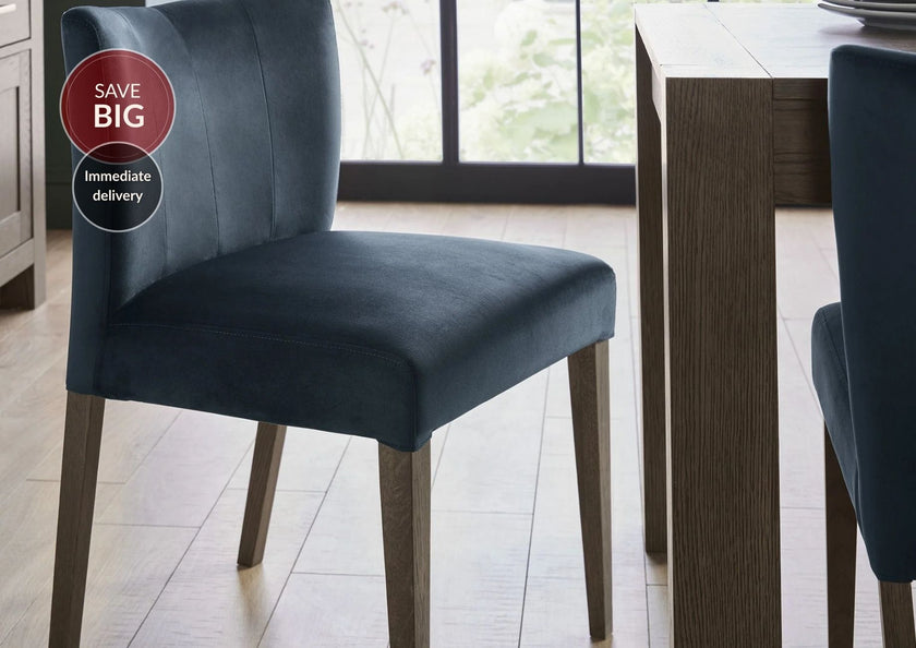 Turner Dark Oak Dining Chairs - Dark Blue