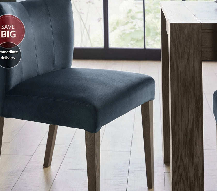 Turner Dark Oak Dining Chairs - Dark Blue
