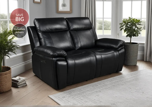 Savio 2 Seater Recliner Sofa with Power Headrests and Cup Holders