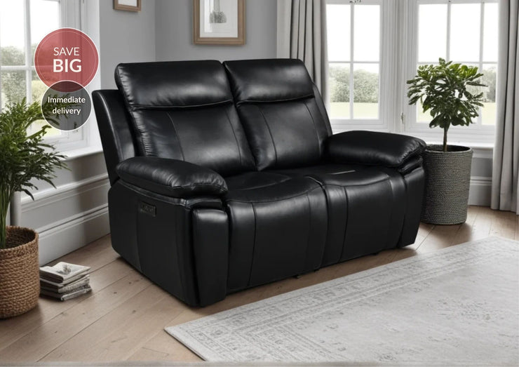 Savio 2 Seater Recliner Sofa with Power Headrests and Cup Holders
