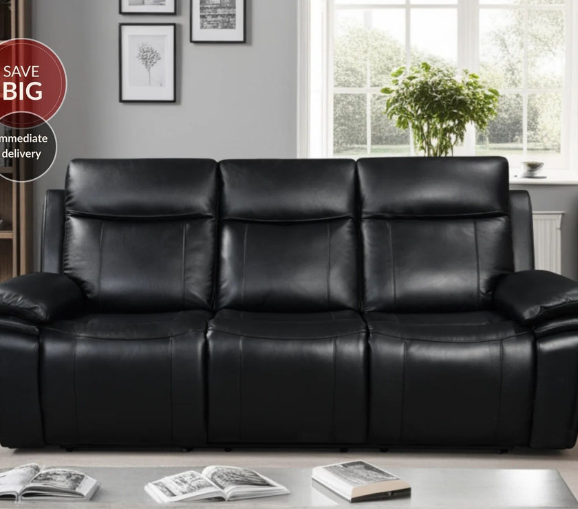 Savio 3 Seater Recliner Sofa with Power Headrests and cupholders