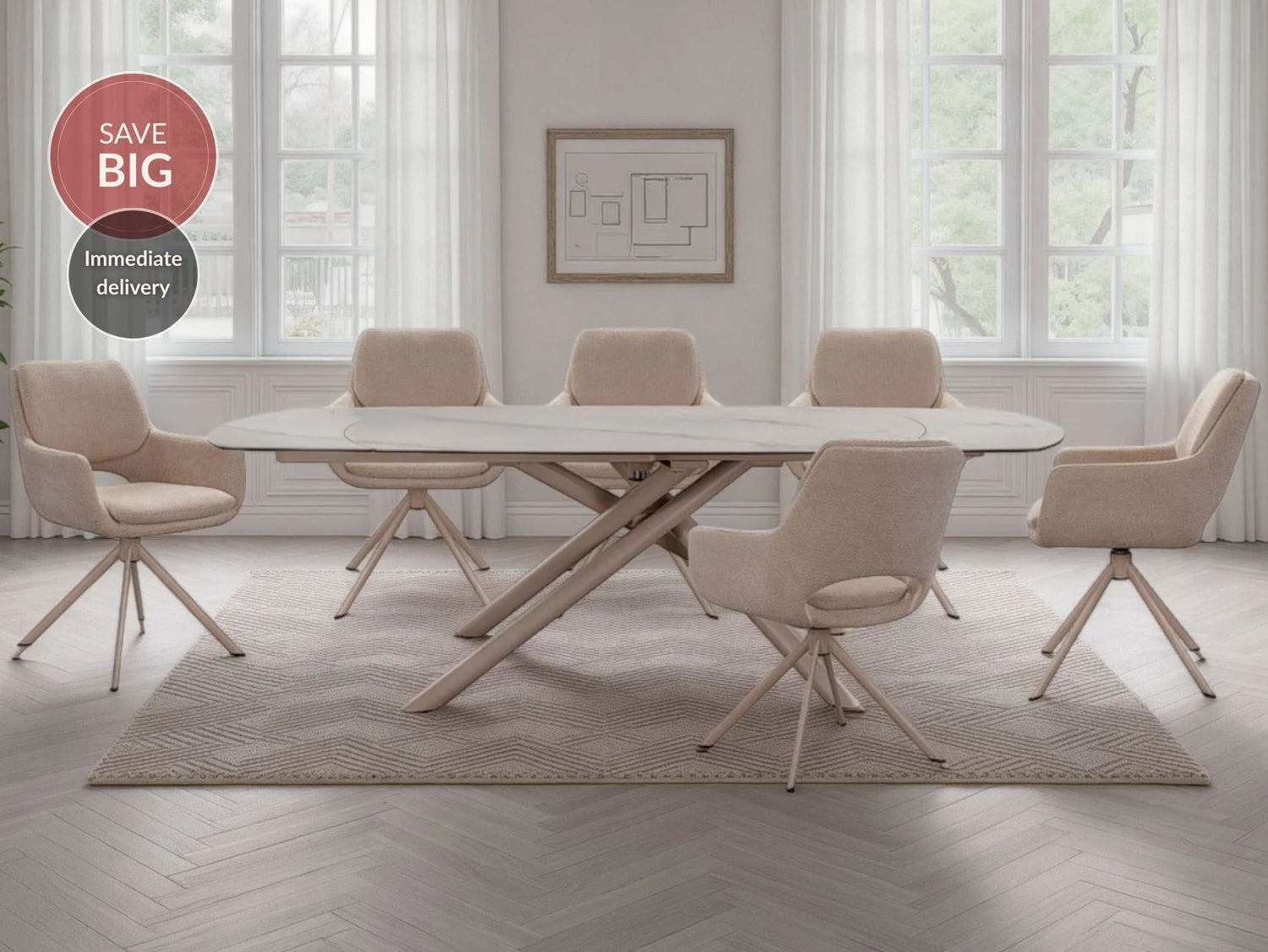 Mona Table with 6 Chairs