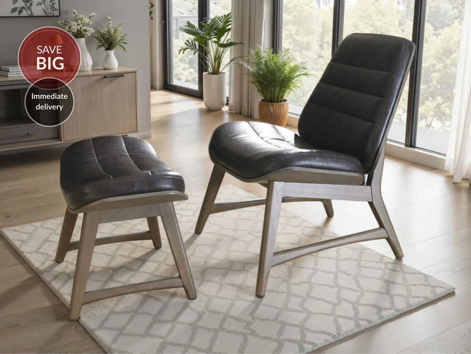 Heritage Leather Chair + Footstool (Package Deal)