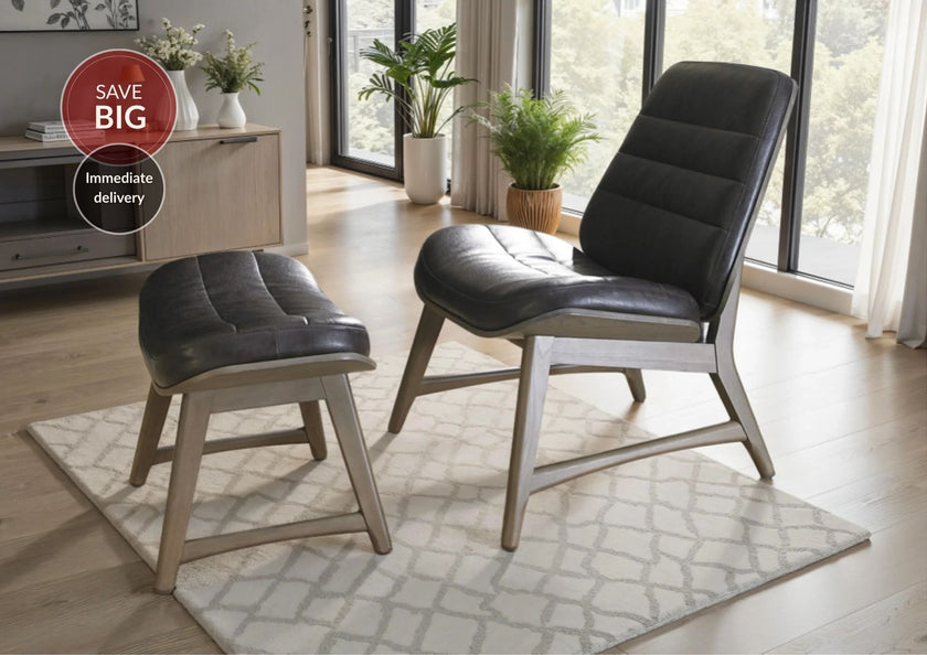 Heritage Leather Chair + Footstool (Package Deal)
