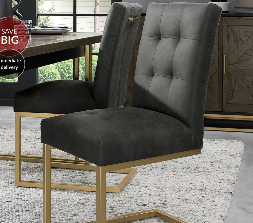 Lindos Cantilever Fumed Oak Dining Chairs - Black Fabric (Sold in Pairs)