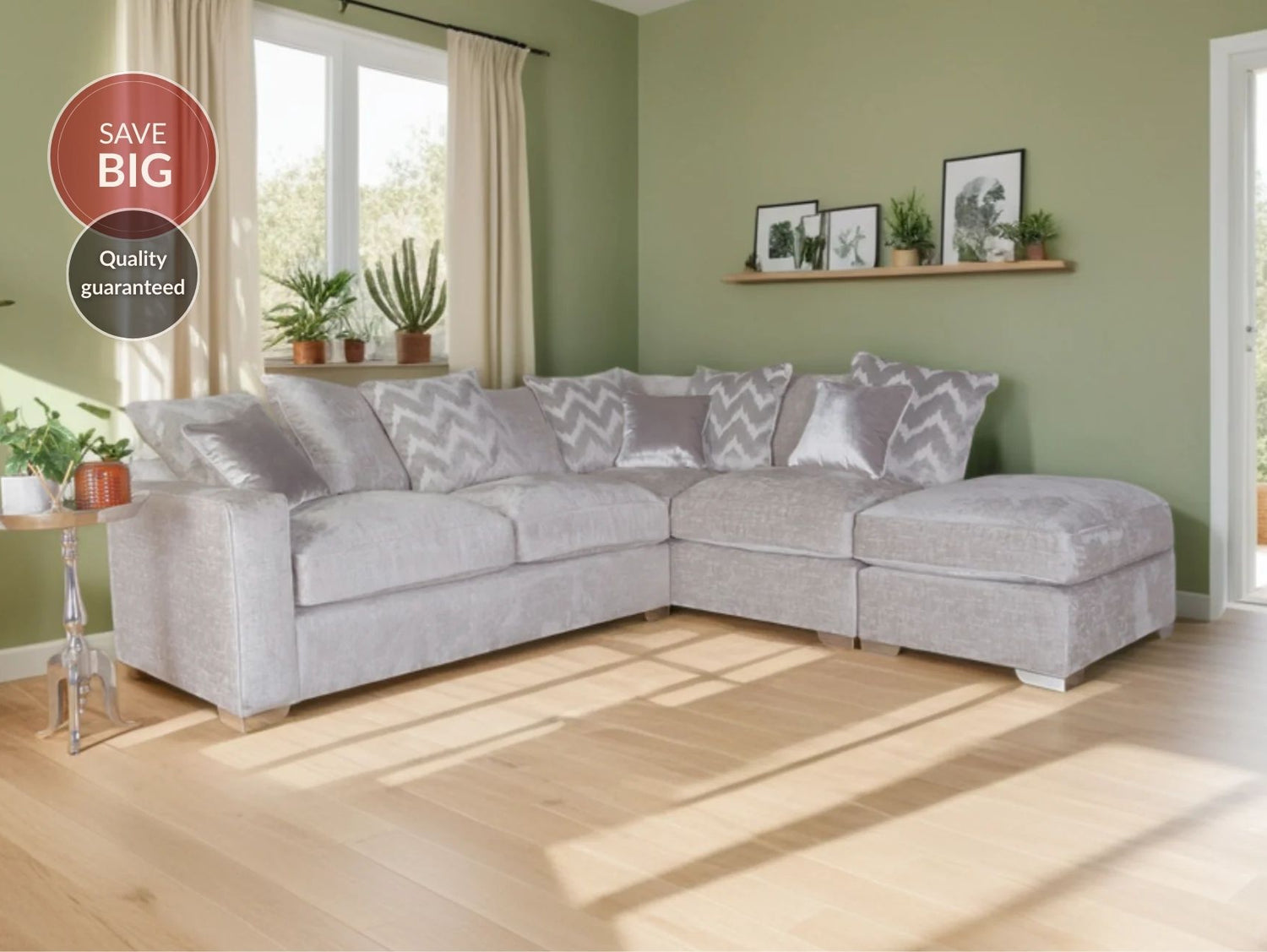 Sahara - Pillow Back Corner Sofa with footstool