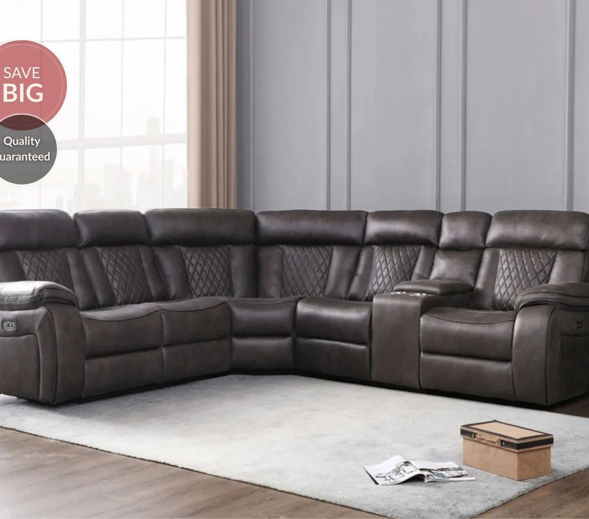 Kobe Corner Recliner Sofa with USB Charging Port and Console