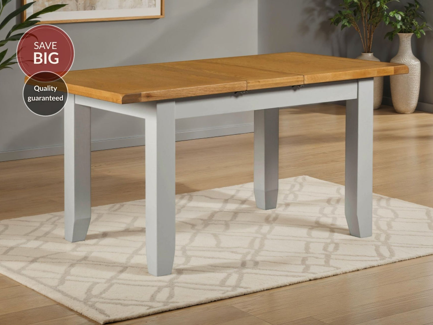 Wexford American Oak Solid Wood Medium Extendable Dining Table