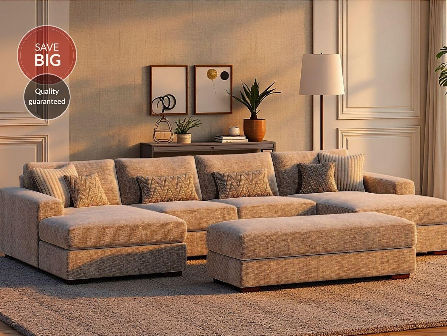 Kallis U-Shape Corner Sofa (Footstool Sold Separately)