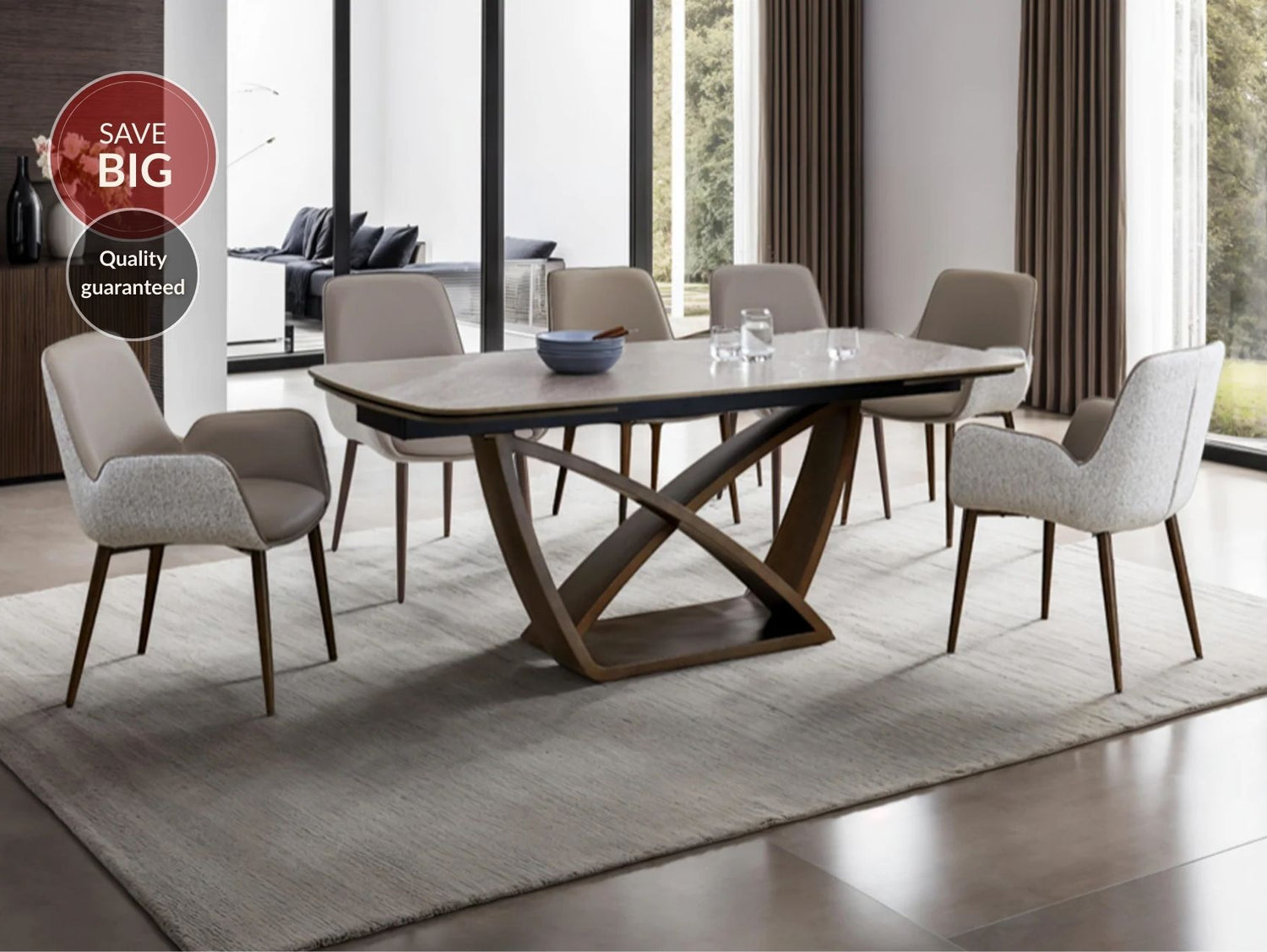 Denali Extendable Dining Table and 6 Denali Chairs Set