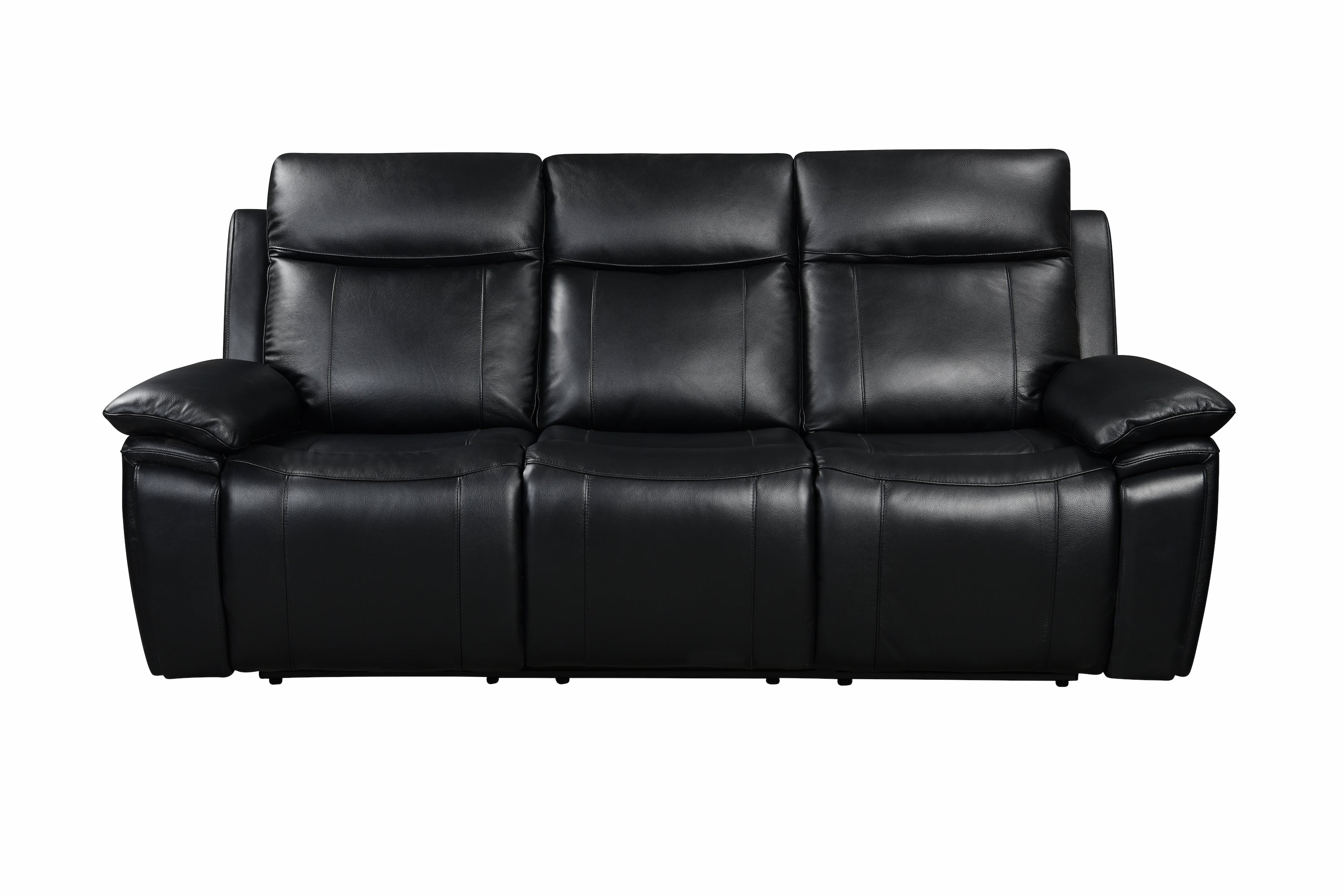 Savio 3 Seater Leather Sofa with Power Recliners, Power Headrests and cupholders