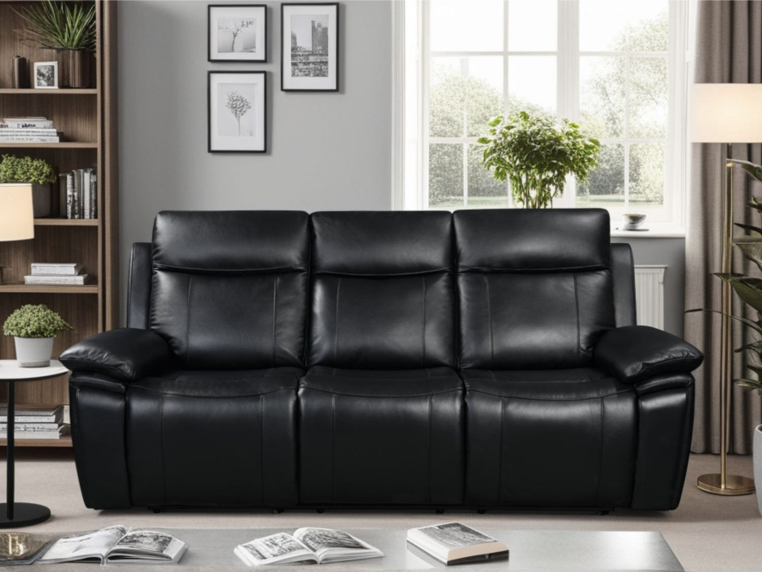 Savio 3 Seater Recliner Sofa with Power Headrests and cupholders