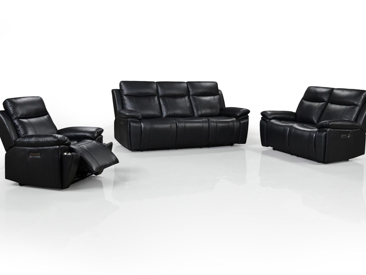 Savio 2 Seater Recliner Sofa with Power Headrests and Cup Holders