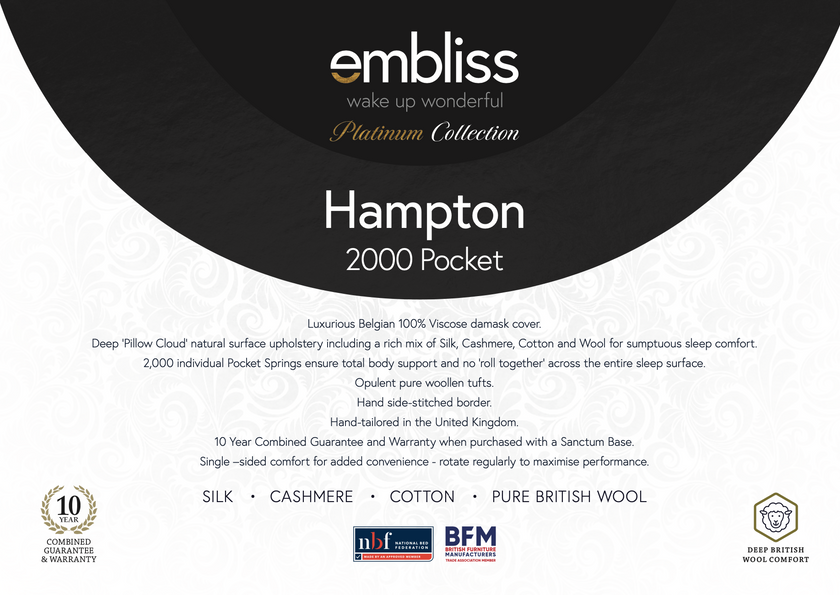 Hampton 2000 Luxury Pocket-Pillowtop Mattress