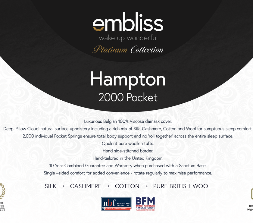 Hampton 2000 Luxury Pocket-Pillowtop Mattress