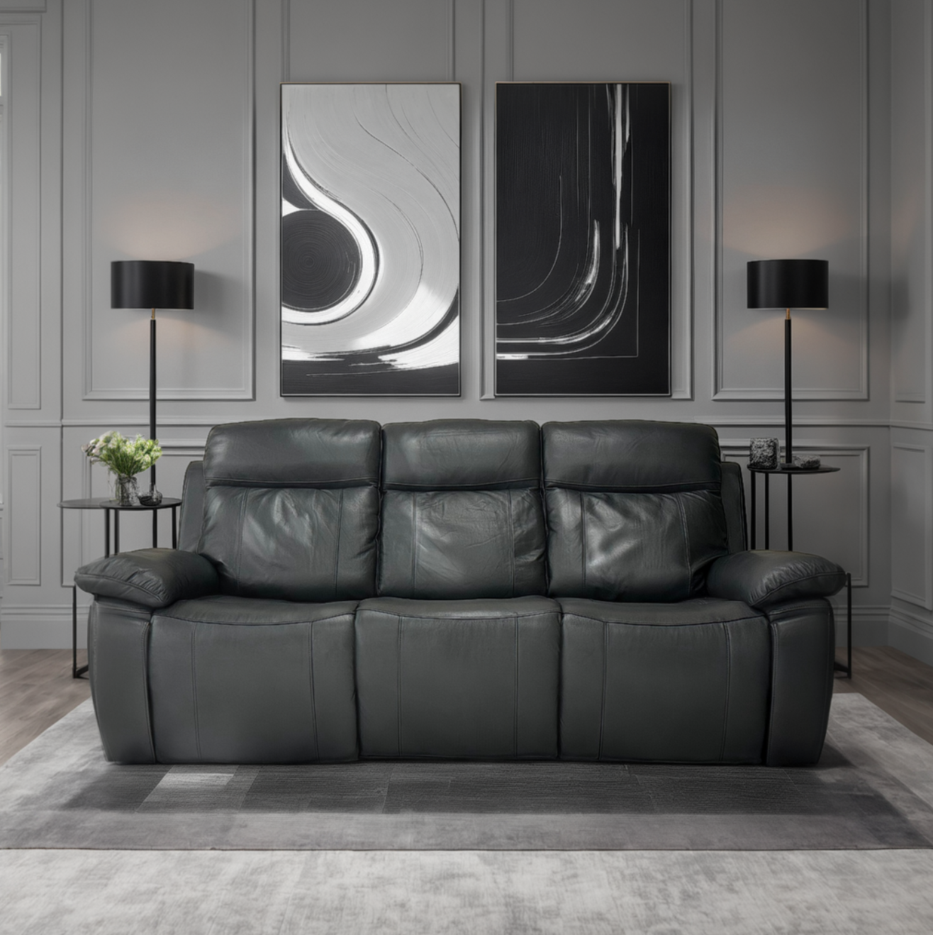 Savio 2 Seater Recliner Sofa with Power Headrests and Cup Holders